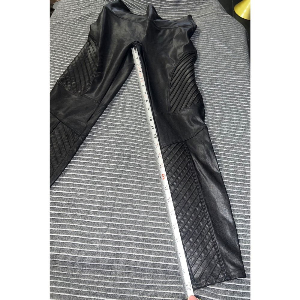 Spanx Faux Leather Moto Leggings Very Black High Rise Petite Medium M/M - Picture 8 of 15